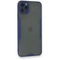Apple iPhone 11 Pro Max Kılıf Renkli Silikon Kamera Lens Korumalı Şeffaf Parfe Kapak - Lacivert