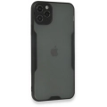 Apple iPhone 11 Pro Max Kılıf Renkli Silikon Kamera Lens Korumalı Şeffaf Parfe Kapak - Siyah