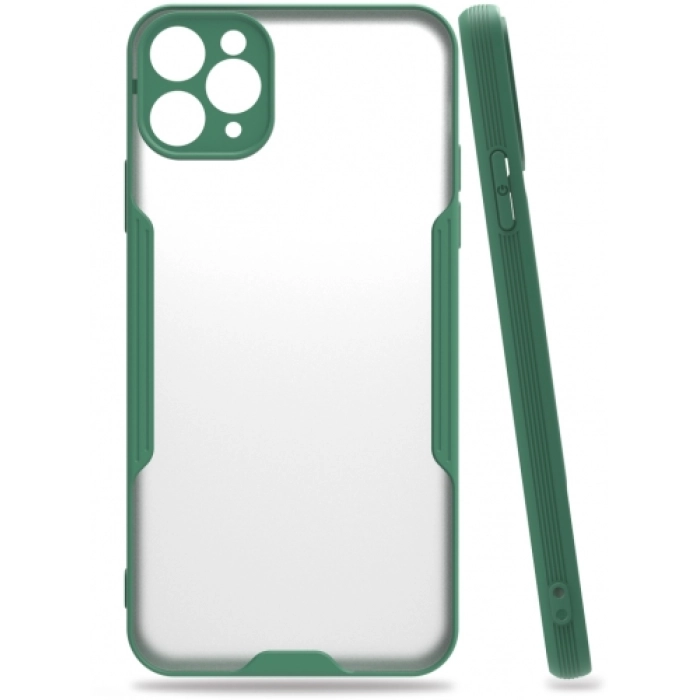 Apple iPhone 11 Pro Max Kılıf Renkli Silikon Kamera Lens Korumalı Şeffaf Parfe Kapak - Yeşil
