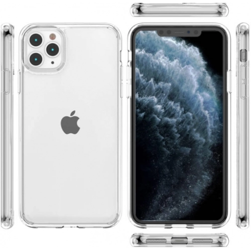 Apple iPhone 11 Pro Max Kılıf Korumalı Kenarları Silikon Arkası Sert Coss Kapak - Şeffaf
