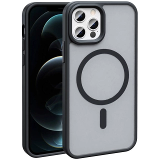 Apple iPhone 11 Pro Max Kılıf Magsafe Şarj Özellikli Renkli Mat Arka Yüzey Sio Kapak - Siyah