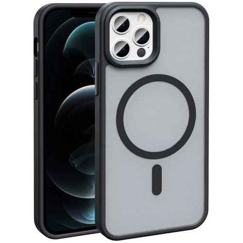 Apple iPhone 11 Pro Max Kılıf Magsafe Şarj Özellikli Renkli Mat Arka Yüzey Sio Kapak - Siyah