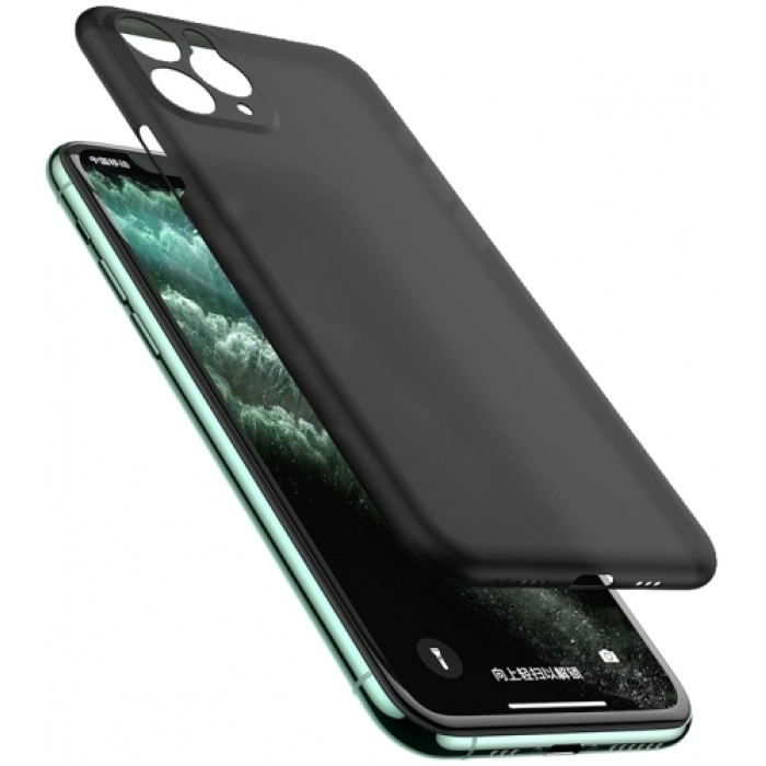 Apple iPhone 11 Pro Max Kılıf Mat Şeffaf Esnek Kaliteli Ultra İnce PP Silikon  - Siyah