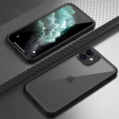 Apple iPhone 11 Pro Max Kılıf Ön ve Arkası Camlı 360 Tam Koruma Silikon Kapak - Siyah
