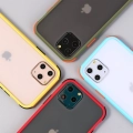 Apple iPhone 11 Pro Max Kılıf Renkli Köşeli Arkası Şeffaf Mat Tiron Kapak - Kırmızı