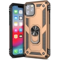 Apple iPhone 11 Pro Max Kılıf Silikon Zırhlı Standlı Yüzüklü Mıknatıslı Tank Kapak - Gold