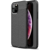 Apple iPhone 11 Pro Max Kılıf Deri Görünümlü Lüks Parmak İzi Bırakmaz Niss Silikon Kapak - Siyah