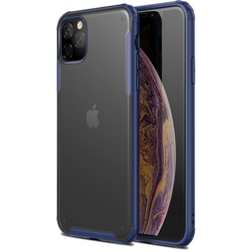 Apple iPhone 11 Pro Max Kılıf Volks Serisi Kenarları Silikon Arkası Şeffaf Sert Kapak - Lacivert