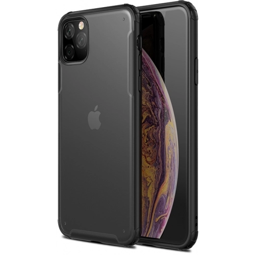 Apple iPhone 11 Pro Max Kılıf Volks Serisi Kenarları Silikon Arkası Şeffaf Sert Kapak - Siyah