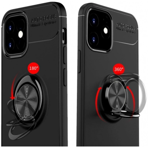 Apple iPhone 12 Mini (5.4) Kılıf Renkli Silikon Yüzüklü Standlı Auto Focus Ravel Kapak - Mavi