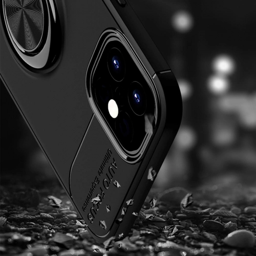 Apple iPhone 12 Mini (5.4) Kılıf Renkli Silikon Yüzüklü Standlı Auto Focus Ravel Kapak - Mavi - Siyah