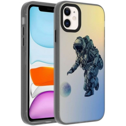 Apple iPhone 12 (6.1) Kılıf Desenli Zore Dragon Sert Kapak - Astronot