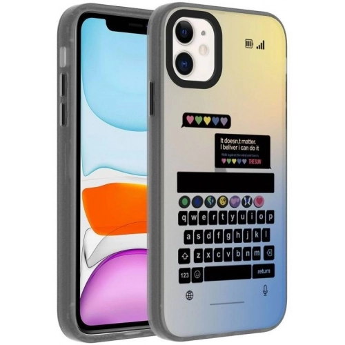 Apple iPhone 12 (6.1) Kılıf Desenli Zore Dragon Sert Kapak - Klavye