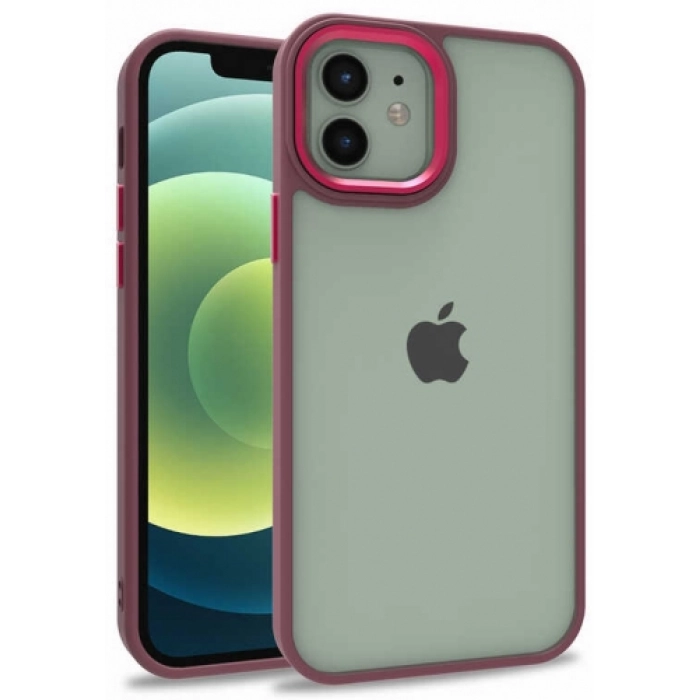 Apple iPhone 12 (6.1) Kılıf Electro Silikon Renkli Flora Kapak - Kırmızı