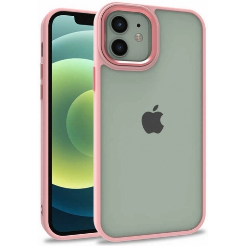 Apple iPhone 12 (6.1) Kılıf Electro Silikon Renkli Flora Kapak - Rose Gold