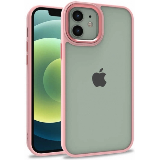 Apple iPhone 12 (6.1) Kılıf Electro Silikon Renkli Flora Kapak - Rose Gold