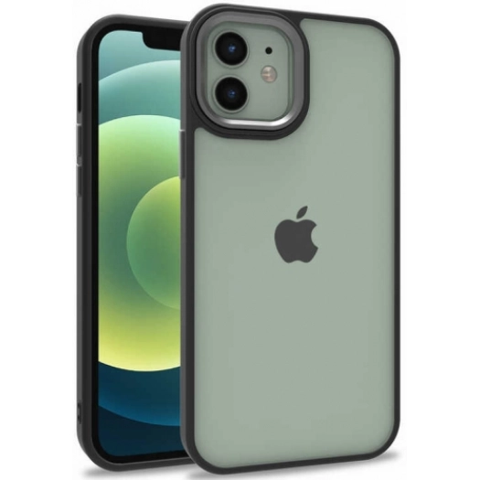 Apple iPhone 12 (6.1) Kılıf Electro Silikon Renkli Flora Kapak - Siyah