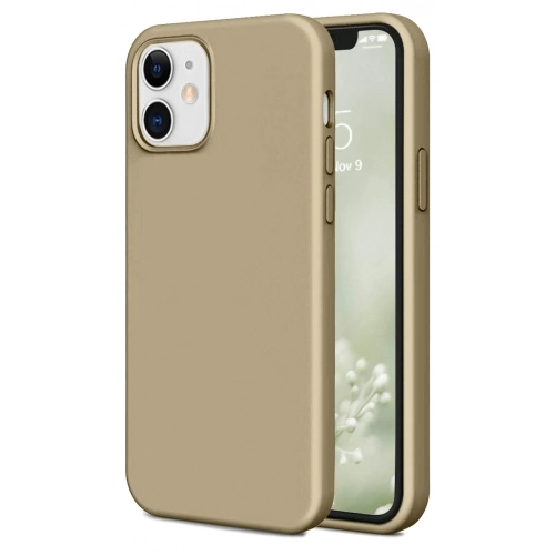 Apple iPhone 12 (6.1) Kılıf İnce Soft Mat Renkli Esnek Silikon Kapak - Gold