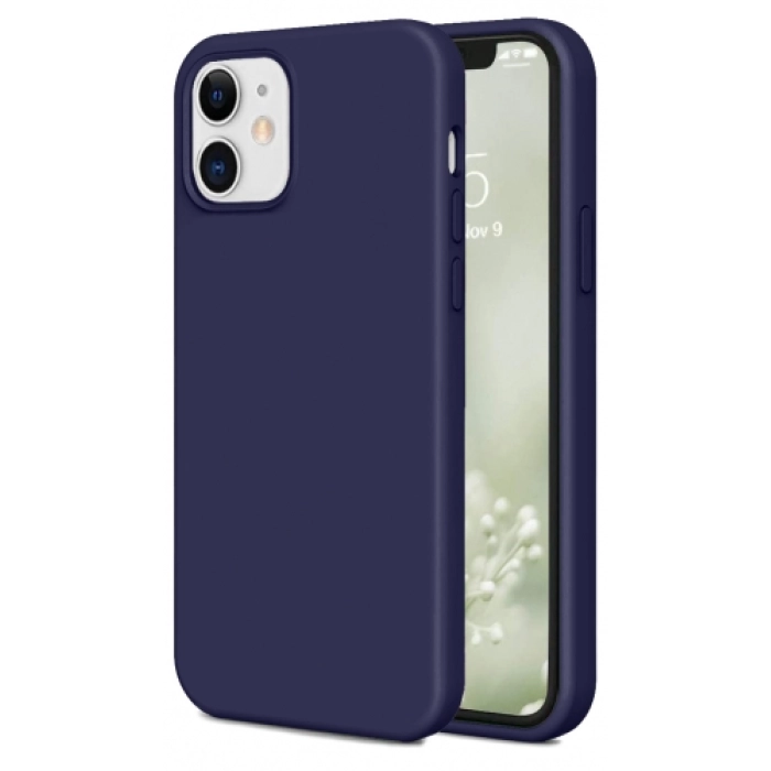 Apple iPhone 12 (6.1) Kılıf İnce Soft Mat Renkli Esnek Silikon Kapak - Lacivert