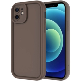 Apple iPhone 12 (6.1) ile Uyumlu Kılıf Kamera Korumalı Silikon Ananas Kapak - Kahve