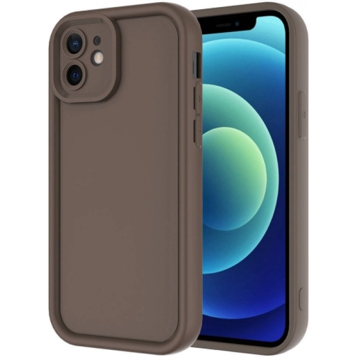 Apple iPhone 12 (6.1) ile Uyumlu Kılıf Kamera Korumalı Silikon Ananas Kapak - Kahve