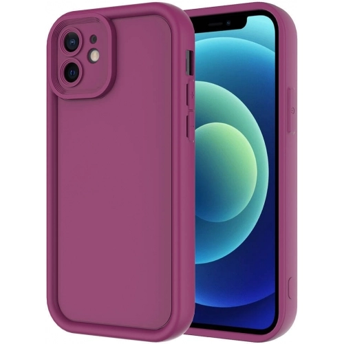 Apple iPhone 12 (6.1) ile Uyumlu Kılıf Kamera Korumalı Silikon Ananas Kapak - Mürdüm