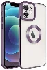 Apple iPhone 12 (6.1) Kılıf Kamera Korumalı Silikon Logo Açık Omega Kapak - Koyu Mor