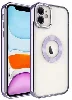 Apple iPhone 12 (6.1) Kılıf Kamera Korumalı Silikon Logo Açık Omega Kapak - Lila