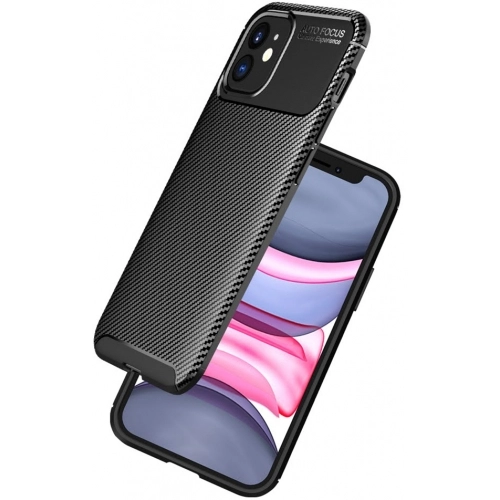 Apple iPhone 12 (6.1) Kılıf Silikon Parmak İzi Bırakmayan Karbon Soft Negro Kapak - Lacivert