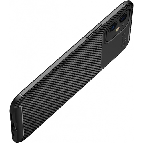 Apple iPhone 12 (6.1) Kılıf Silikon Parmak İzi Bırakmayan Karbon Soft Negro Kapak - Siyah