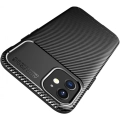 Apple iPhone 12 (6.1) Kılıf Silikon Parmak İzi Bırakmayan Karbon Soft Negro Kapak - Siyah