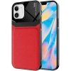 Apple iPhone 12 (6.1) Kılıf Deri Görünümlü Emiks Kapak - Kırmızı