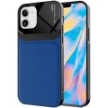 Apple iPhone 12 (6.1) Kılıf Deri Görünümlü Emiks Kapak - Mavi