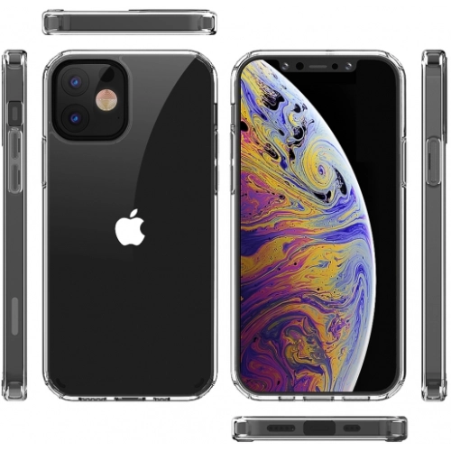 Apple iPhone 12 (6.1) Kılıf Korumalı Kenarları Silikon Arkası Sert Coss Kapak - Şeffaf