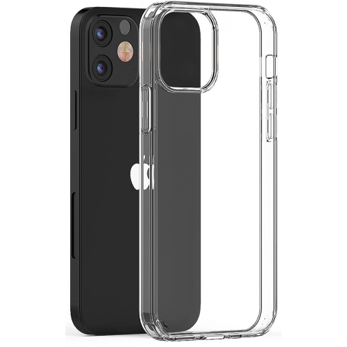 Apple iPhone 12 (6.1) Kılıf Korumalı Kenarları Silikon Arkası Sert Coss Kapak - Şeffaf