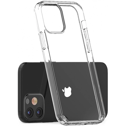 Apple iPhone 12 (6.1) Kılıf Korumalı Kenarları Silikon Arkası Sert Coss Kapak - Şeffaf