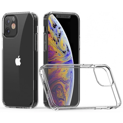 Apple iPhone 12 (6.1) Kılıf Korumalı Kenarları Silikon Arkası Sert Coss Kapak - Şeffaf