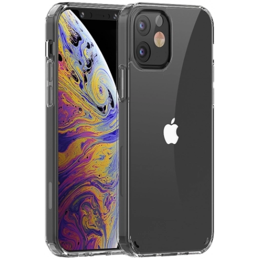 Apple iPhone 12 (6.1) Kılıf Korumalı Kenarları Silikon Arkası Sert Coss Kapak  - Şeffaf