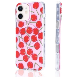 Apple iPhone 12 (6.1) Kılıf Magsafe Kablosuz Şarj Özellikli Desenli Silikon TPU+PC Stilo Kapak - Kırmızı