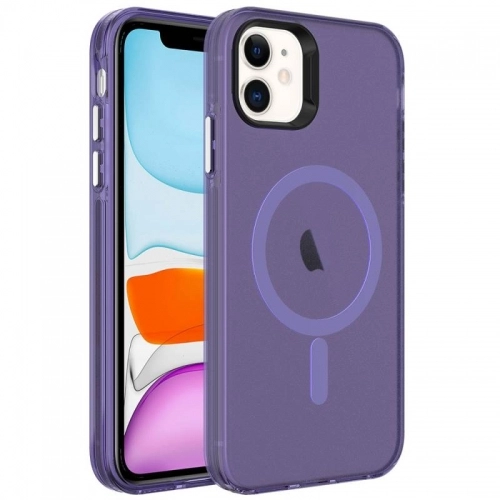 Apple iPhone 12 (6.1) Kılıf Magsafe Şarj Özellikli Buzlu Transparan C-Pro Sert Kapak - Şeffaf