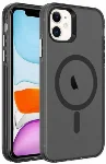 Apple iPhone 12 (6.1) Kılıf Magsafe Şarj Özellikli Buzlu Transparan C-Pro Sert Kapak - Siyah