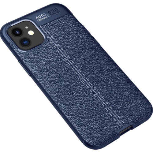 Apple iPhone 12 (6.1) Kılıf Deri Görünümlü Lüks Parmak İzi Bırakmaz Niss Silikon Kapak - Lacivert