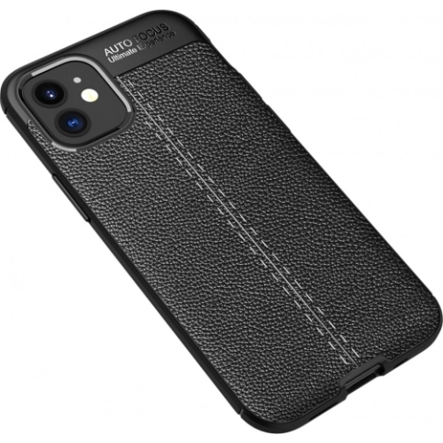 Apple iPhone 12 (6.1) Kılıf Deri Görünümlü Lüks Parmak İzi Bırakmaz Niss Silikon Kapak - Siyah