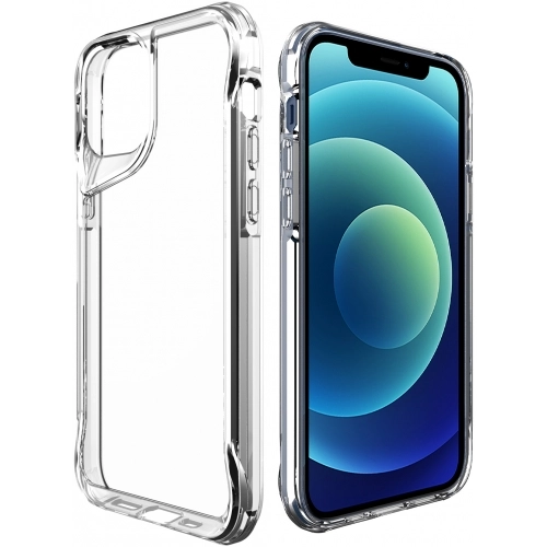 Apple iPhone 12 (6.1) Kılıf Şeffaf TPU Kenarları Esnek Crystal T-Max Kapak - Şeffaf