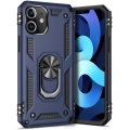 Apple iPhone 12 (6.1) Kılıf Silikon Zırhlı Standlı Yüzüklü Mıknatıslı Tank Kapak - Lacivert