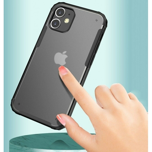 Apple iPhone 12 (6.1) Kılıf Volks Serisi Kenarları Silikon Arkası Şeffaf Sert Kapak - Lacivert