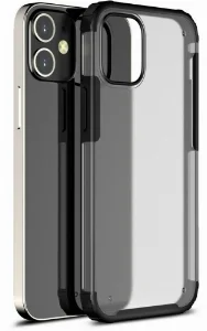 Apple iPhone 12 (6.1) Kılıf Volks Serisi Kenarları Silikon Arkası Şeffaf Sert Kapak - Siyah