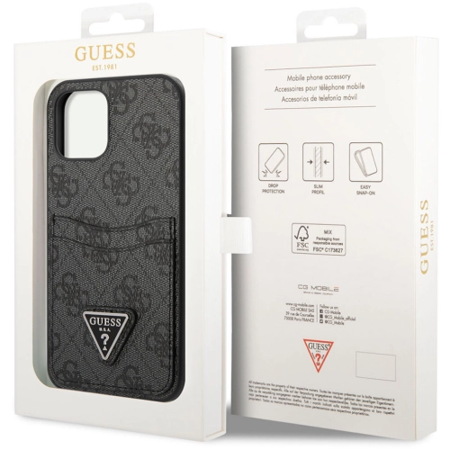Apple iPhone 12 Kılıf GUESS Çift Kart Bölmeli Kapak - Siyah