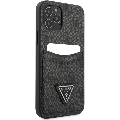 Apple iPhone 12 Kılıf GUESS Çift Kart Bölmeli Kapak - Siyah