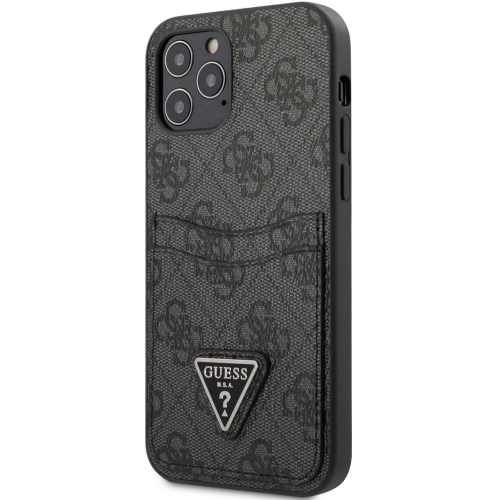 Apple iPhone 12 Kılıf GUESS Çift Kart Bölmeli Kapak - Kahverengi